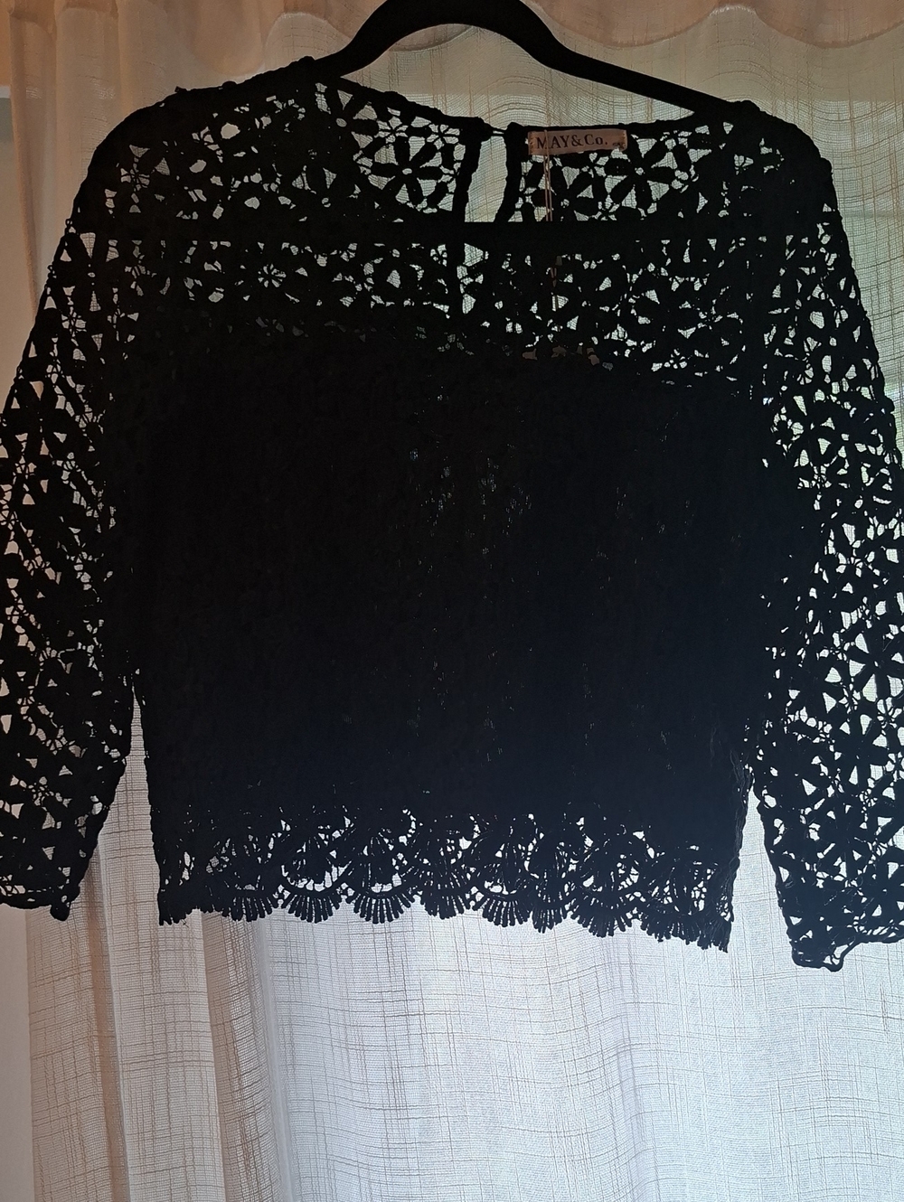 Women's Black Crochet Lace Top Size Small